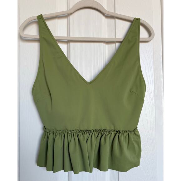 Kortni Jeane Tops - KORTNI JEANE KJ Swim V Neck Cropped Top Ruffle WOMENS L Large Olive Green NWOT